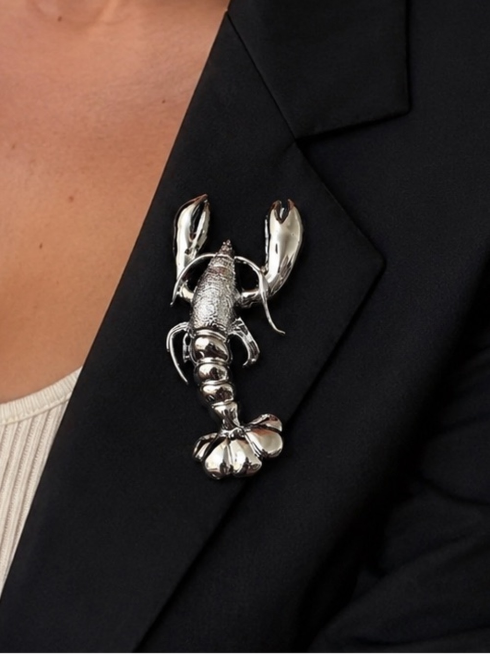 Silver Lobster Statement Brooch